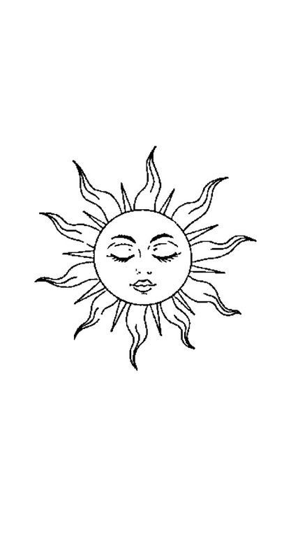 a drawing of the sun with its eyes closed and it's face drawn in black ink