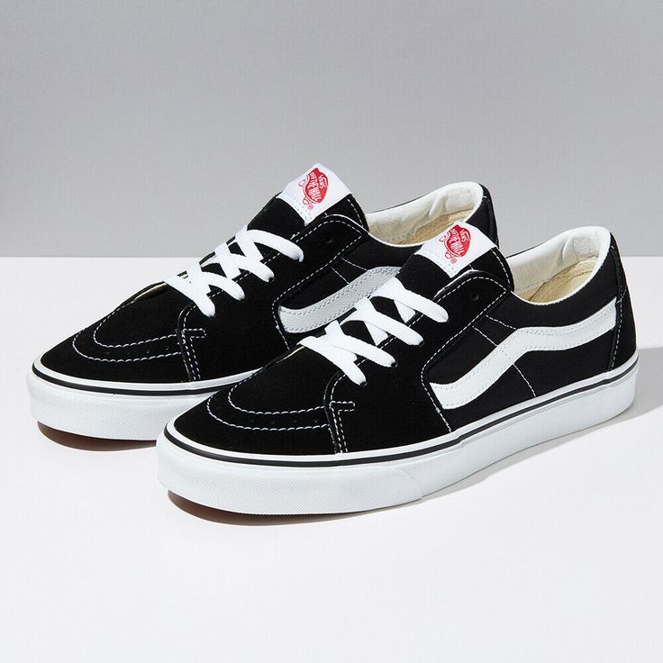 Vans SK8-Low Suede Black/True White VN0A4UUK6BT. Vans Sk8 Low, Vans High Top, Low Top Vans, Sk8 Low, Vans High, Tenis Vans, Vans Skate, Black Vans, Skate Shoe