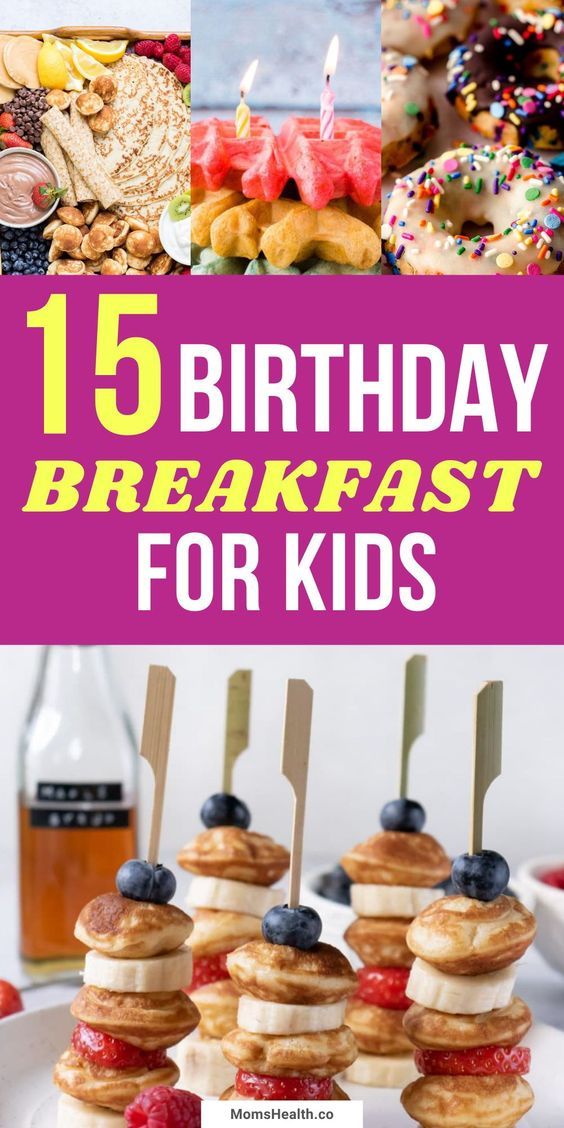 Make your children's birthdays more wonderful from the time they wake up! I have here a list of 15 fun and creative birthday breakfast ideas for kids to enjoy! #birthdayrecipes #breakfast Breakfast Ideas For Birthday Party, Brunch For Kids Party, Breakfast Party Ideas For Kids, Brunch Birthday Food, Children Party Food, Kids Birthday Brunch, Hello Kitty Brunch, Kids Birthday Brunch Party, Kids Birthday Breakfast Ideas