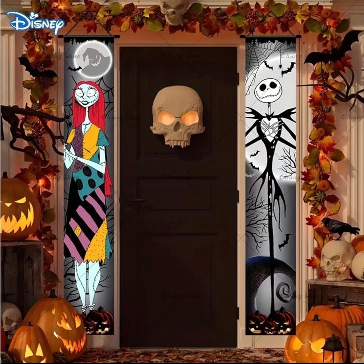 the front door is decorated with halloween decorations