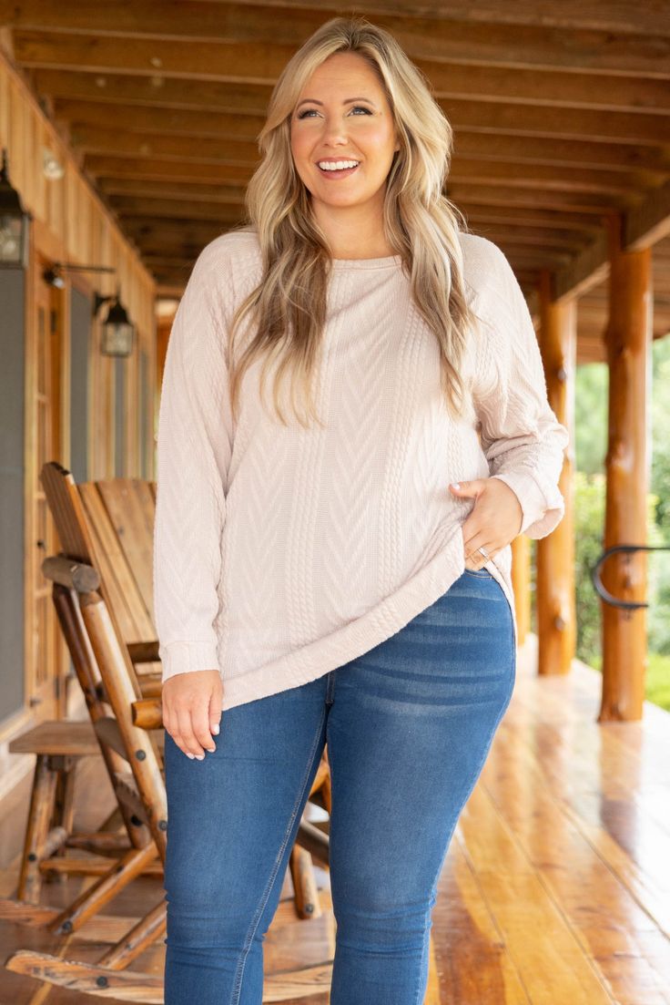 Our ALL NEW Slouchy is here!!! This taupe cableknit tunic has a flattering CURVED hem, our signature dolman sleeves and long loose fit! This tunic is going to be your new go-to piece for the Fall and Winter or any time of year, really! It is seriously the softest material ever, and the neutral color makes it SO easy to style! Pair it with leggings, skinnies, booties, flats, a scarf, some glam accessories...seriously the opportunities are endless!! This comfy, cute beauty is a no-brainer!! 97% Po Glam Accessories, Chic Soul, Sherpa Hoodie, Off Shoulder Dresses, Older Women Fashion, Hoodie Women, Trendy Fall Outfits, Midi Dress Party, Women Outfits