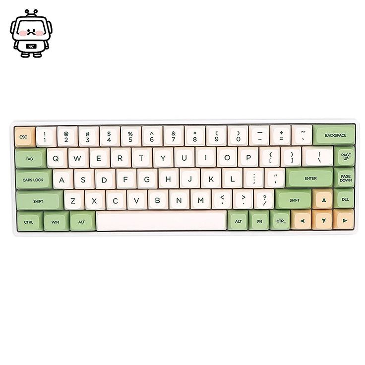 a white and green keyboard on a white background