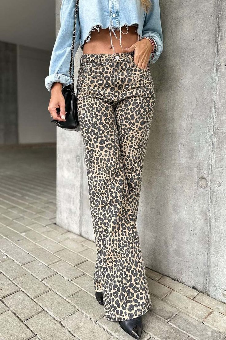 SPU:YSGJ24052912Style:CasualSeason:All seasonPatten Type:leopard printMaterial:Cotton Blend Pants Size Waist Hips Length CM inch CM inch CM inch S 68 26.8  100 39.4  105 41.3  M 73 28.7  105 41.3  106 41.7  L 78 30.7  110 43.3  107 42.1  XL 83 32.7  115 45.3  108 42.5  2XL 88 34.6  120 47.2  109 42.9  3XL 93 36.6  125 49.2  110 43.3  4XL 98 38.6  130 51.2  111 43.7  5XL 103 40.6  135 53.1  112 44.1  This data was obtained from manually measuring the product, it may be off by 1-2 CM. Casual Leopard Print Straight Leg Bottoms, Leopard Print Wide Leg Bottoms With Pockets, Wide Leg Leopard Print Bottoms With Pockets, Trendy Leopard Print Pants With Pockets, Casual High Waist Leopard Print Pants, High Waist Leopard Print Bottoms For Spring, Chic Straight Leg Leopard Print Pants, Casual Full Length Leopard Print Pants, Chic Leopard Print Straight Leg Bottoms