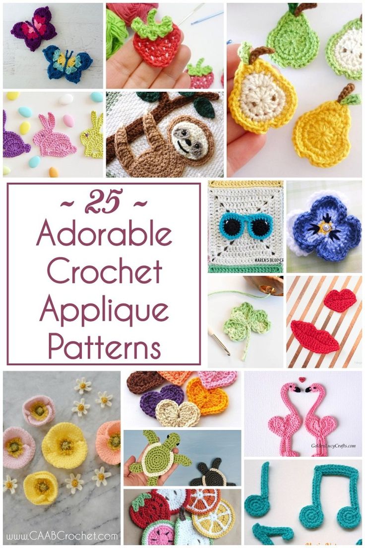 crochet applique patterns with the words 25 adorable crochet applique patterns