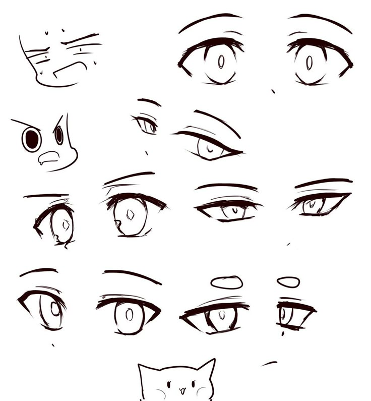 an image of anime eyes with different shapes and sizes on the bottom half of each eye