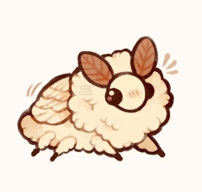 a cartoon sheep with brown ears and eyes