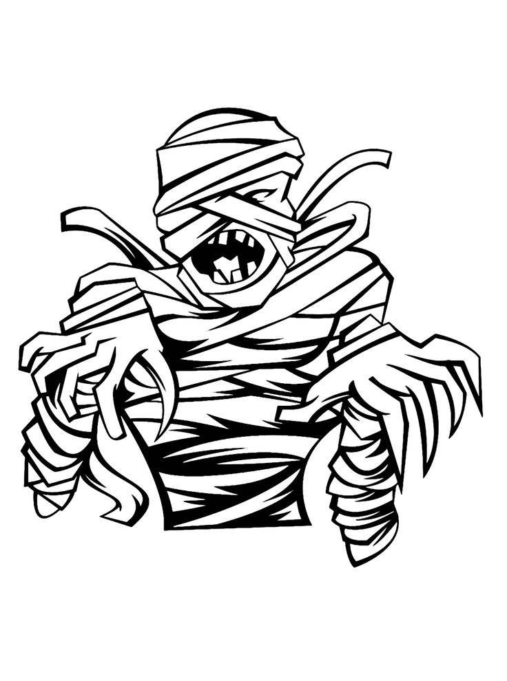 a black and white drawing of a monster wrapped in strips of paper, with the eyes of an evil looking creature peeking out from behind it