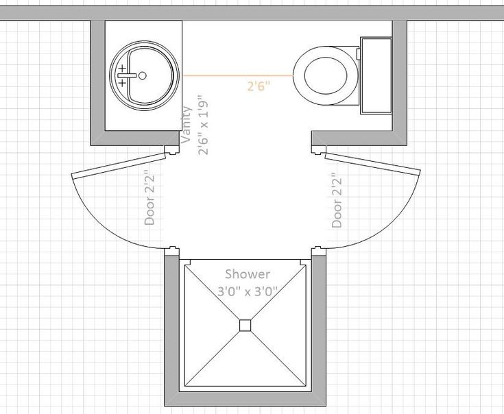 the floor plan for a bathroom with a toilet and sink, along with a shower stall