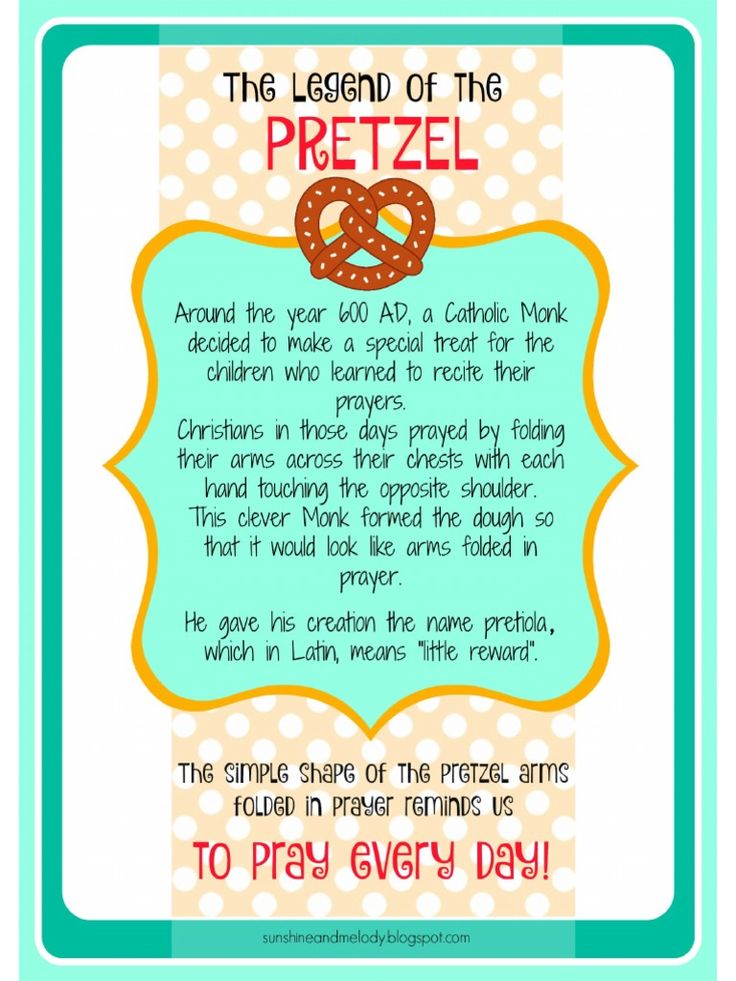 the legend of the pretzel poem for children to play every day, with an image of a pretzel on it