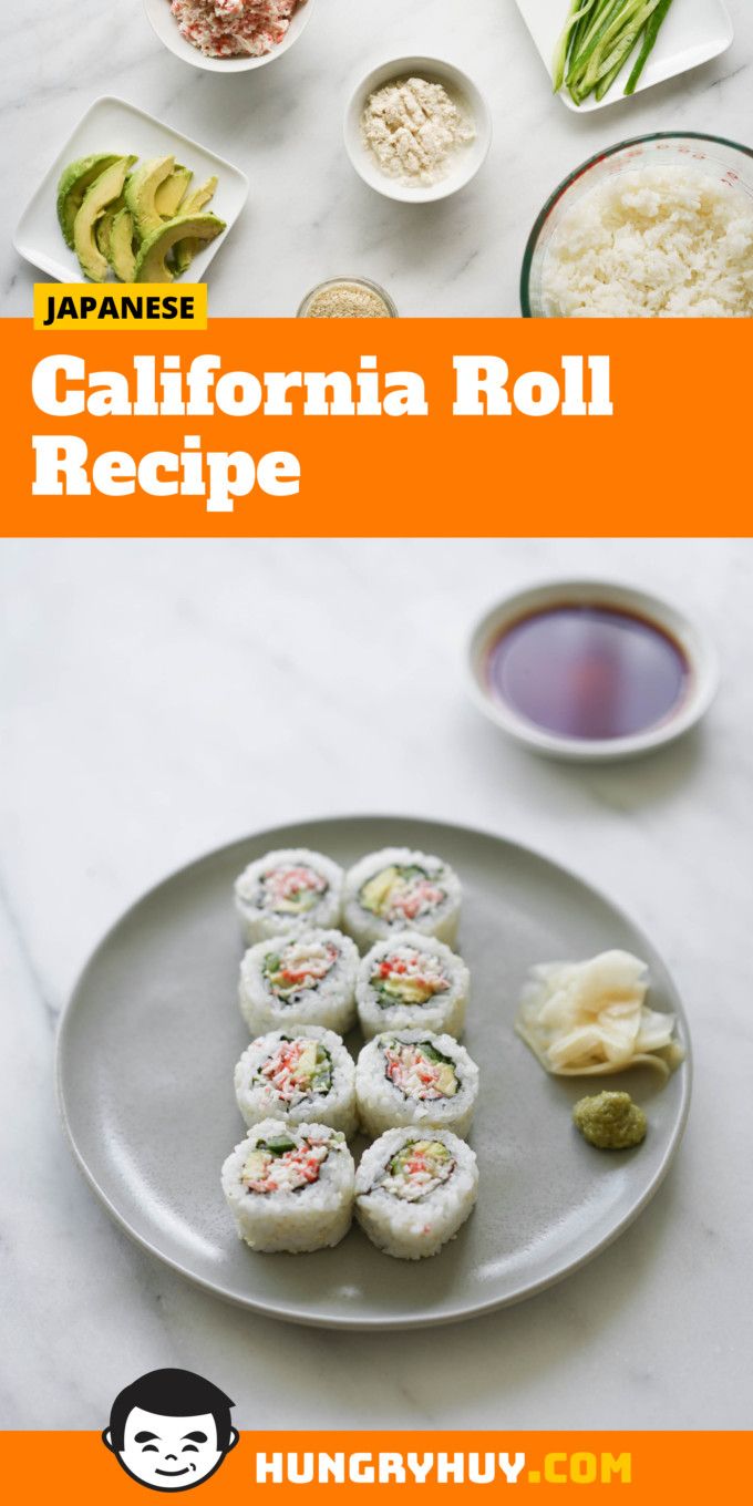 the california roll recipe is displayed on a plate