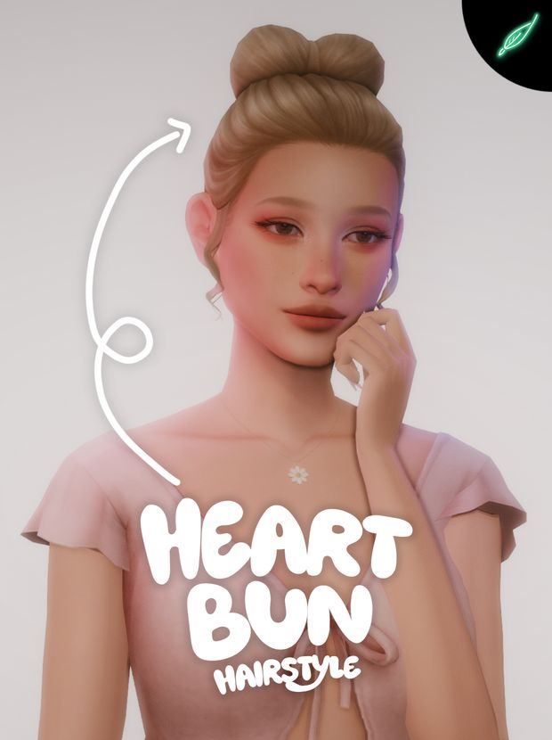 an animated image of a woman talking on a cell phone with the words heart bun hairstyle