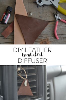 Essential Oil Crafts, Leather Car Freshies Diy, How To Make Leather Car Freshners, Leather Air Freshener Diy, Car Diffuser Diy, How To Make Leather Air Fresheners, Diy Car Diffuser, Leather Diffuser, Diy Car Diffuser Essential Oils