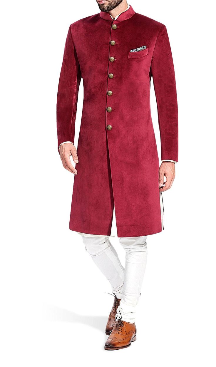 Sanget Outfits, Velvet Sherwani, Ministry Apparel, Indian Formal Wear, Indo Western For Men, Sherwani For Men Wedding, Wedding Kurta, Wedding Kurta For Men, Made To Measure Suits