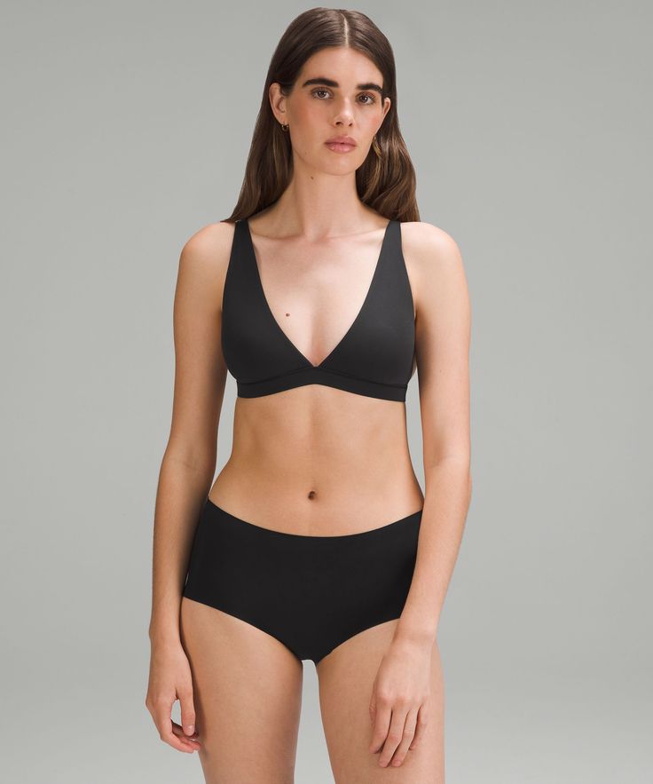 Pairs well with plunging necklines. This triangle-shaped bralette, made from a peach-fuzz soft version of our Nulu fabric, has a plush feel and adjustable straps. Designed for Casual. Fabric is double layered for coverage, support, and a seriously soft feel on both sides:Intended for A-D cups. Adjustable straps. Hook-and-eye closure for a customized underband fit. Peach Fuzz, Triangle Bralette, Triangle Bra, Womens Bras, Lululemon Women, Plunging Neckline, Sport Outfits, Bralette, Lululemon Athletica