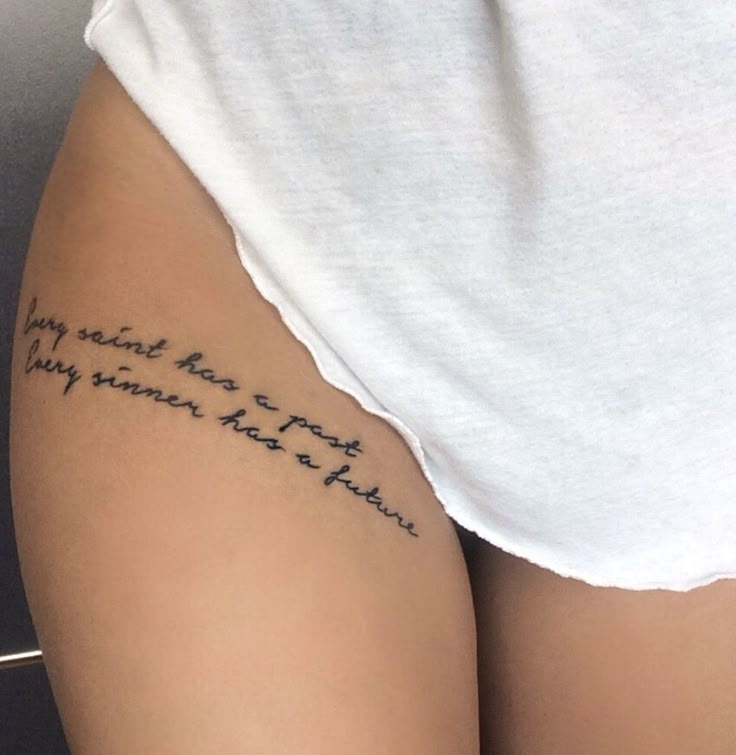 a woman's thigh with writing on it and the words, you are not afraid to