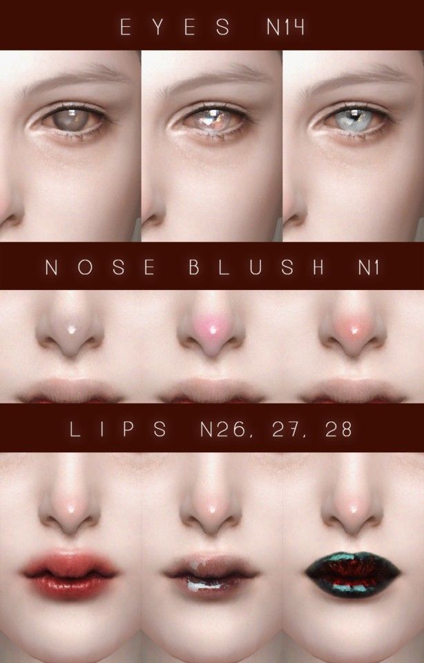 the different types of eyes and lips are shown in this image, with each individual's name on it