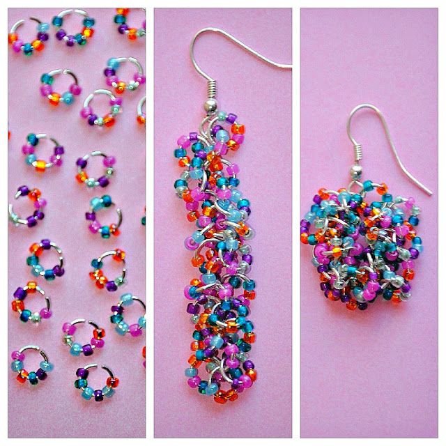 three pictures of different types of beaded earrings