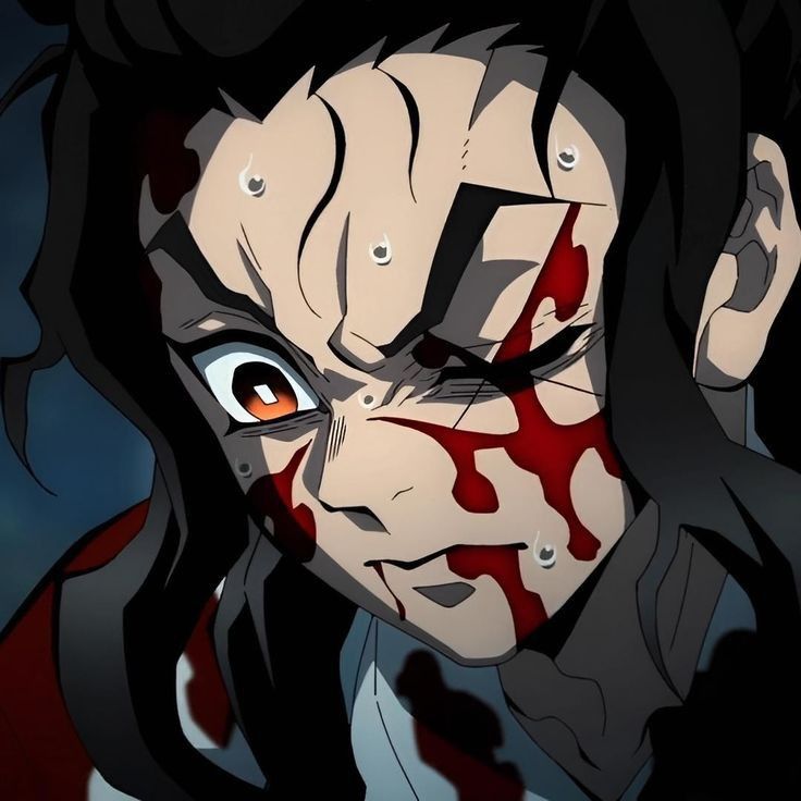 an anime character with blood on his face