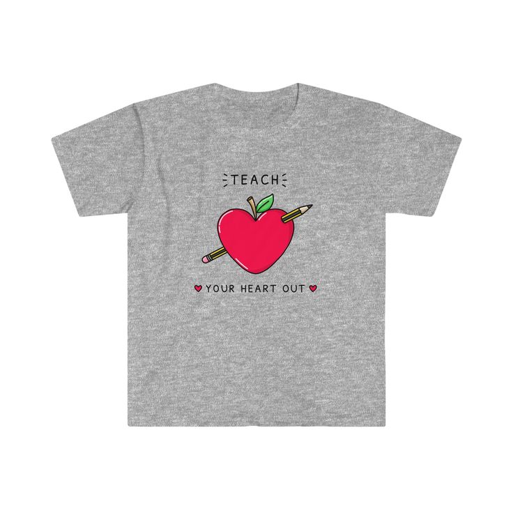 It's time to teach your heart out, teacher-friends! Our teacher shirts are exclusively designed for Teacher Care Crate, and you won't find these designs anywhere else. This one is designed by artist Holly Murray of @hollymurray_doodles! This t-shirt is a cute and relatable affirmation to share -as you wear! This unisex, softstyle t-shirt is a perfect way to show off your teacher pride. It features a heart apple design for a classic teacher look, making it both stylish and meaningful. The shirt i Back To School Graphic Print T-shirt Gift, Back To School Graphic Print T-shirt As Gift, I Feel Empty, Feeling Empty, Teacher Friends, Teacher Printable, Apple Design, Teacher Planner, Teacher Tshirts