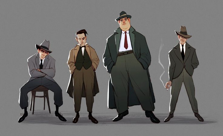 Gangsters on Behance Stylised Character, Gangster Drawings, 동화 삽화, 캐릭터 드로잉, 1920s Art, Man Character, Character Design Animation, Character Design Male, Cartoon Character Design