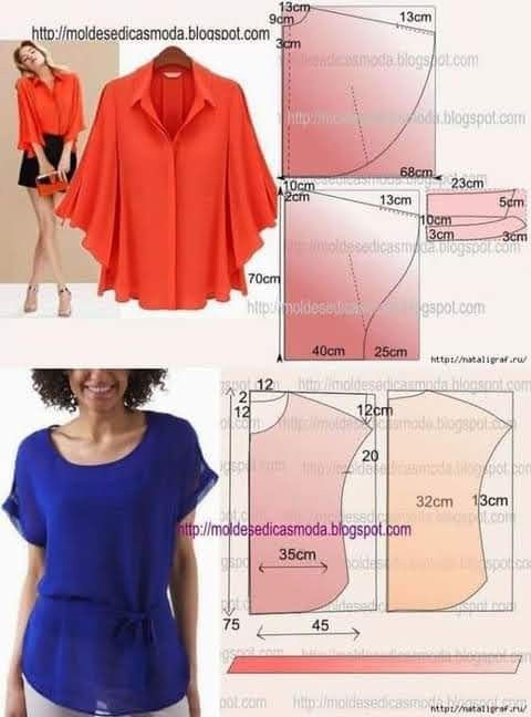 an image of women's blouses and top sewing pattern with instructions to sew