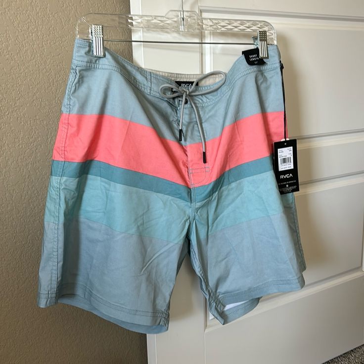 Waist Size 33. Short Length Is 17” Rvca Mens, Mens Boardshorts, Man Swimming, Board Shorts, Waist Size, Color Blue, Swimming, Man Shop, Pink