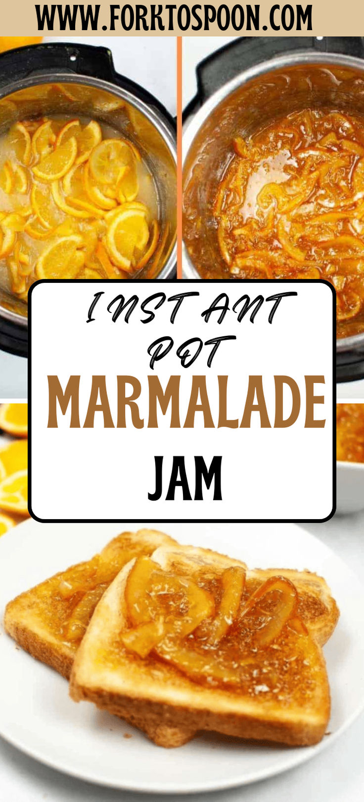 some food is on a white plate and there are two pictures with the words marmalade jam