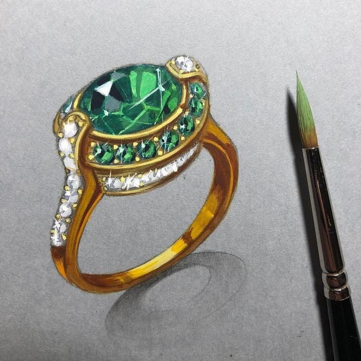 Sketching Color, Experience Drawing, Jewel Drawing, How To Sketch, Jewelry Rendering, Art Jewelry Design, Jewellery Design Sketches, Jewelry Illustration, Jewelry Design Drawing