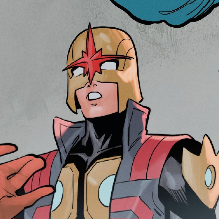 an animated image of a captain america character holding his hand out to another person who is pointing at him