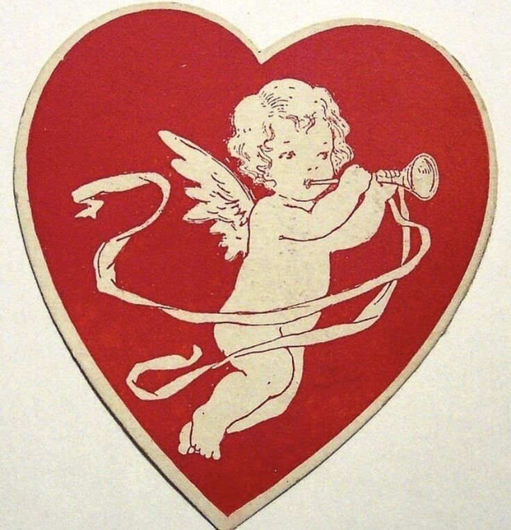 a heart shaped sticker with an angel holding a bow and arrow