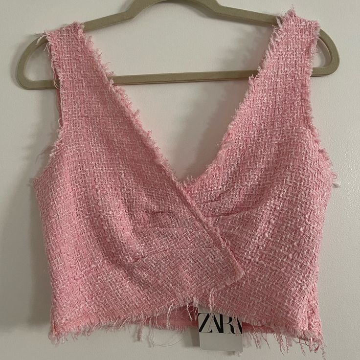 Zara Pink Crop Top Size: X-Small Nwto 36% Polyester 34% Cotton 28% Acrylic 2% Other Fibers Spring Party Cotton Crop Top, Zara Trendy V-neck Crop Top, Pink V-neck Crop Top For Spring, Zara Cropped Crop Top For Spring, Zara Sleeveless Spring Crop Top, Zara Sleeveless Crop Top For Spring, Sleeveless Zara Crop Top For Spring, Zara Feminine Crop Top For Spring, Spring Party Crop Top