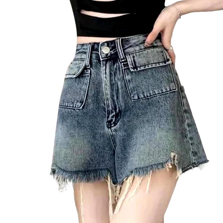 Welcome to the 2023 Summer Collection! Step into a world of aged allure and today's spirited trendy pulse with our Distressed Raw Hem Denim Shorts. Crafted from luxe denim. these rebellious-style. wide-leg shorts boast a high-waisted cut and a zipper & button closure. perfect for showcasing sun-kissed skin and radiant confidence no matter the occasion.Why These Shorts Make the Perfect Summer StatementLook effortlessly cool and rock every summer gathering with an ensemble that perfectly balances Trendy Cutoff Jeans With Built-in Shorts, Trendy Cutoff Denim Skirt With Built-in Shorts, Trendy Cutoff Shorts With Pockets, Edgy Dark Wash Denim Skirt For Summer, Trendy Distressed High-waisted Jean Shorts, Edgy Cutoff Jean Shorts For Spring, Trendy High-waisted Distressed Jean Shorts, High-waisted Jeans Shorts With Frayed Hem, Trendy Relaxed Fit Jean Shorts With Frayed Hem