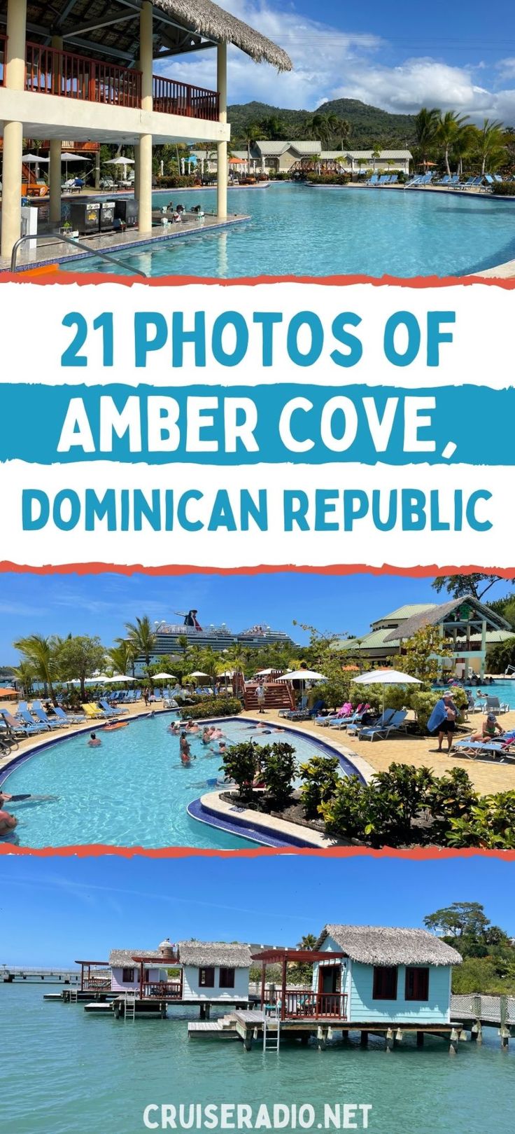 two photos of an ocean resort with the words, 21 photos of amber cove, dominicann