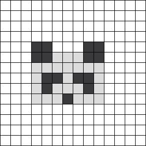 a black and white cross stitched pattern with squares in the shape of a face