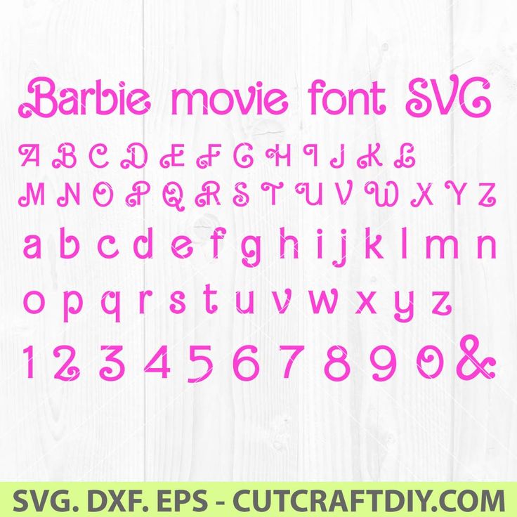 barbie movie font and numbers svg cut file