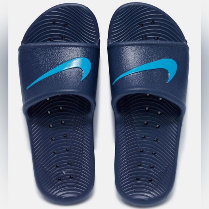 Nike Older Kids Kawa Shower Brand New With Tags Size: 5 Nike Flip Flops Sandals For Boys Casual Blue Sandals With Rubber Sole, Nike Casual Slides With Rubber Sole, Sporty Blue Sneakers For The Beach, Blue Sneakers For Spring Beach Occasions, Comfortable Blue Sneakers, Blue Slip-on Sandals With Slip-resistant, Comfortable Blue Sandals With Rubber Sole, Blue Sports Sandals With Rubber Sole, Casual Blue Sneakers For Beach