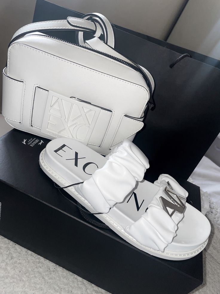 designer armani exchange white sandals armani purse gift inspo girls women luxury bag purse armani aesthetic Armani Exchange Women Outfits, Armani Aesthetic, Armani Exchange Bag, Armani Exchange Women, Gift Inspo, Purse Gift, Store Ideas, Luxury Bag, White Sandals