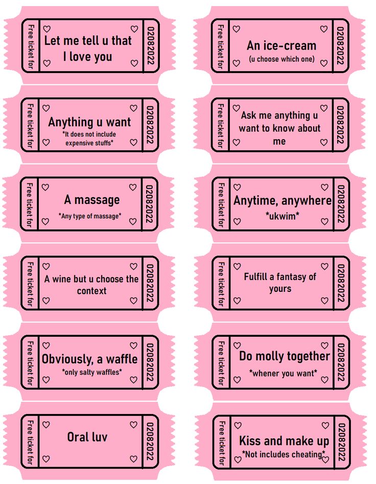 some pink tickets with words on them