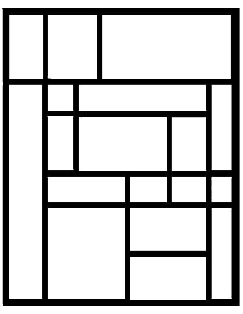 a black and white line drawing of a square, rectangleed area with squares