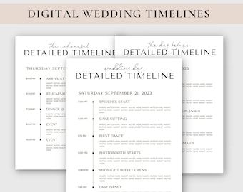 three wedding program templates with the same font and numbers