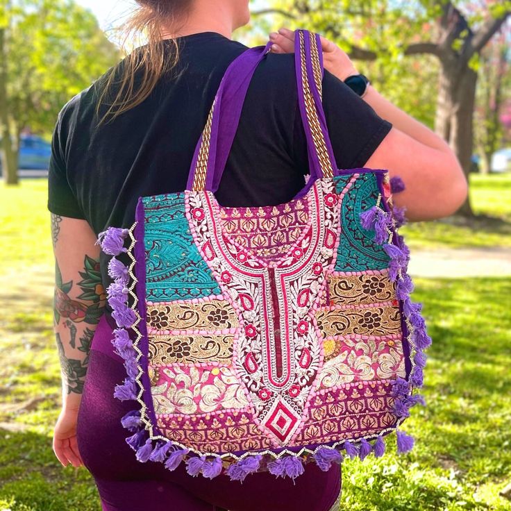 Head to the market and collect your herbs and daily essentials with this super cute embroidered Bag. Eye-catching and lightweight, you'll love how luxurious this bag feels on your shoulder. Sturdy & secure, you'll never need to worry about losing your important items again. Each bag is entirely unique, made in a wide variety of colors and embroidered patterns, get lost in the magic of the surprise! Looking for a specific color bag? At checkout, tell us in your order notes and we'll do our best t Multicolor Embroidered Tote Bag For Vacation, Multicolor Embroidery Tote Bag For Vacation, Multicolor Embroidered Rectangular Bags With Adjustable Strap, Rectangular Bags With Multicolor Embroidery And Adjustable Strap, Rectangular Bag With Multicolor Embroidery And Adjustable Strap, Bohemian Crossbody Bag With Floral Embroidery, Multicolor Embroidered Shoulder Bag With Adjustable Strap, Summer Tote Bag With Multicolor Embroidery, Multicolor Embroidery Bags With Adjustable Strap For Daily Use