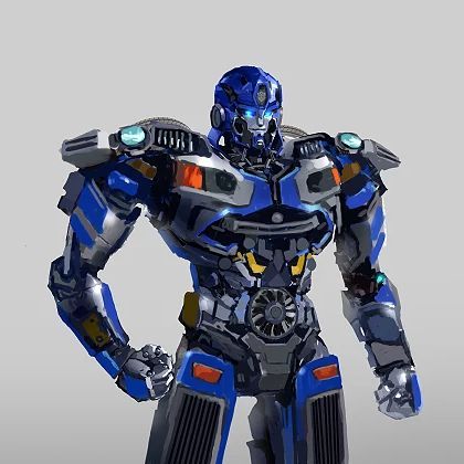 a robot that is standing up with his hands on his hips