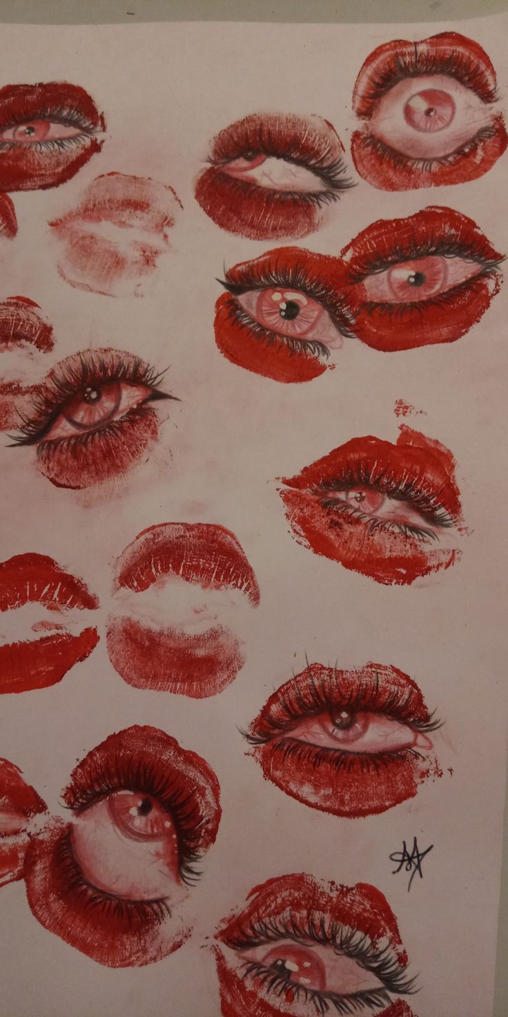 a drawing of many different types of lips