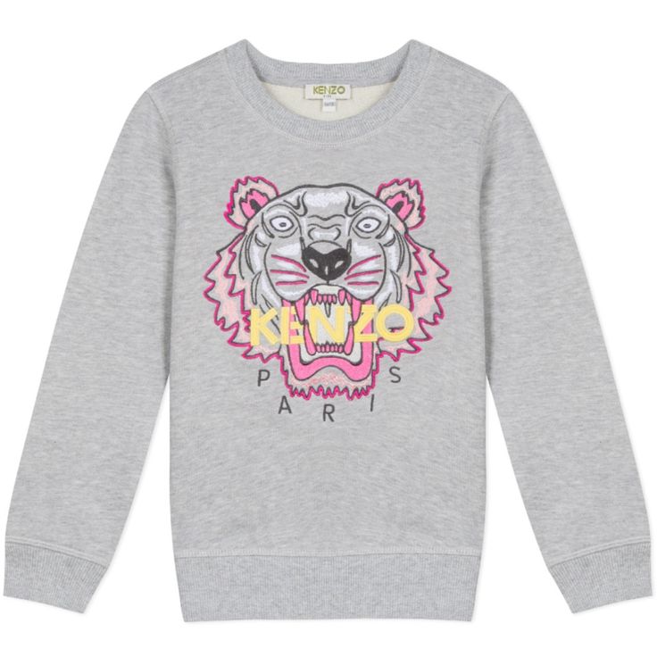 Brand New With Tags Kenzo Tiger Sweatshirt, Kenzo Sweater, Clashing Prints, Kenzo Sweatshirt, Kenzo Tiger, Summer Sweatshirt, Kenzo Kids, Oversized Pullover, Grey Pullover