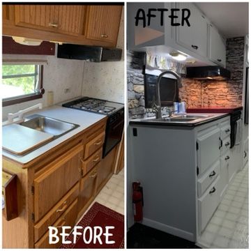 before and after photos of a kitchen remodel