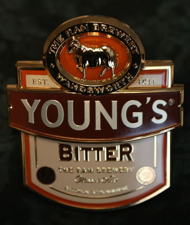 the young's bitter logo is displayed on a wall