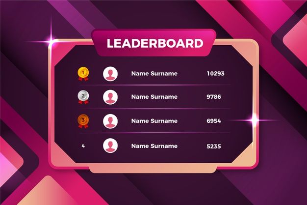 a pink and purple background with the words leaderboard on it's left side