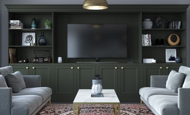 a living room filled with furniture and a flat screen tv mounted on a wall above a fireplace