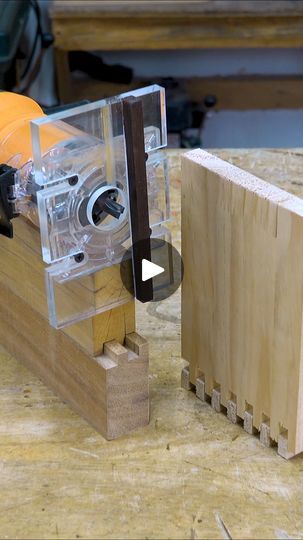 a piece of wood is being worked on with a circular sawtoothing tool and a router