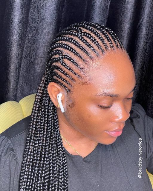 #fashion #trendy #hair Braids All Back For Black Women, Nigeria Braids Hairstyles, Nigeria Hairstyles Braids, Nigeria Hair Styles For Ladies, All Back Cornrows Hairstyles Trending, Allbackhair Braids, Straight Back Carrot Hairstyle, Backline Hairstyle Braids, Cornrow Rasta Braids